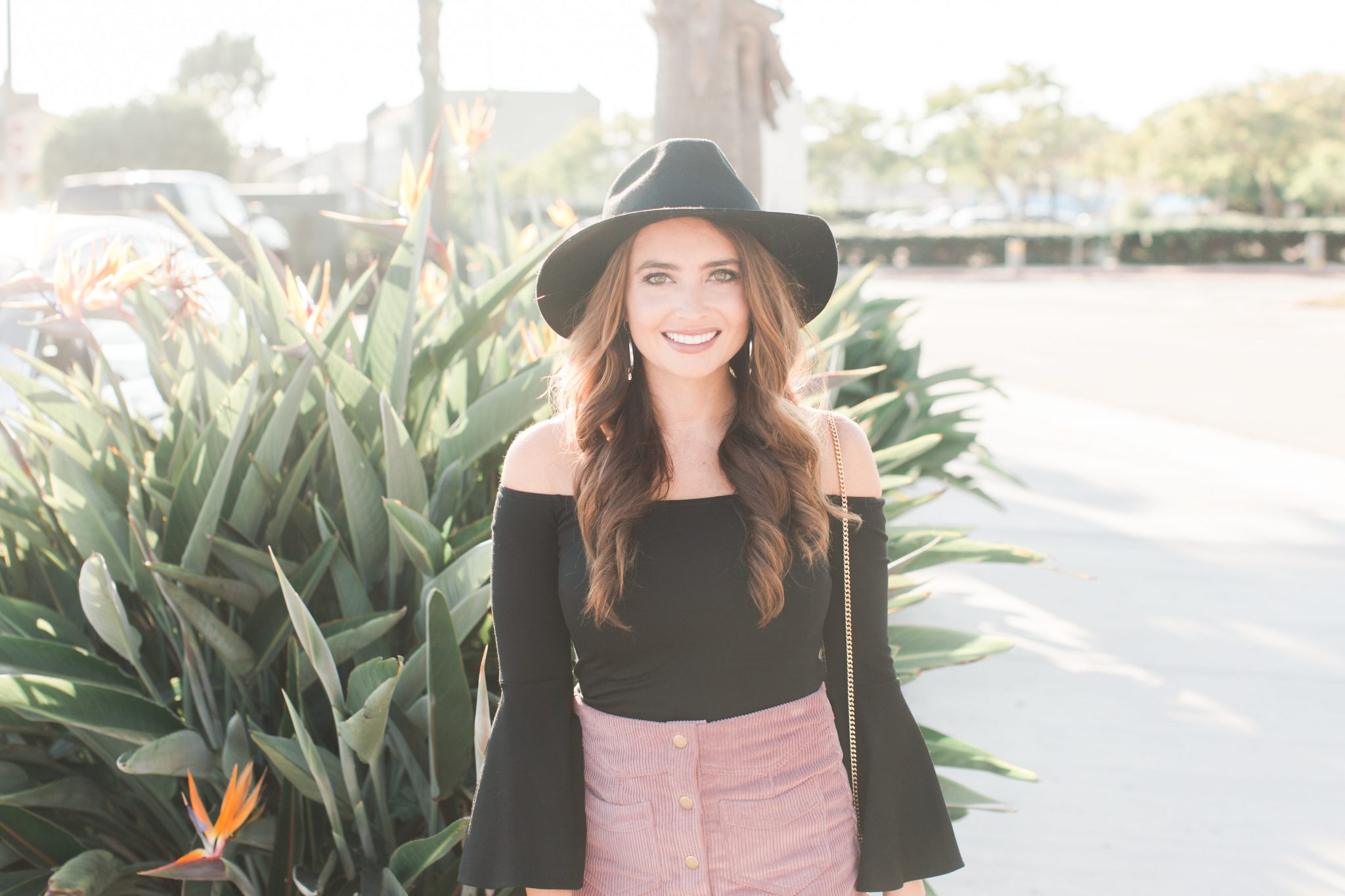 Corduroy Mini skirt styled by popular Orange County fashion blogger, Maxie Elle