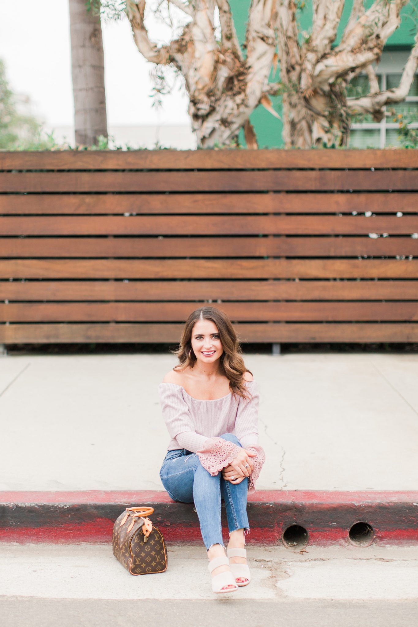 Pink Off The Shoulder Top by popular Orange County fashion blogger Maxie Elle