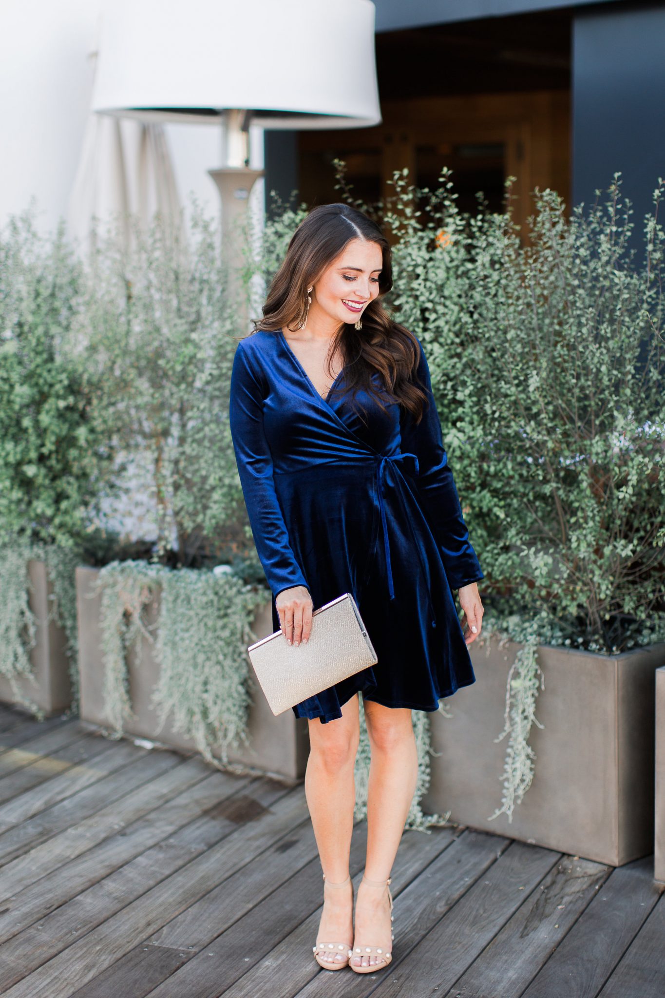 Maxie Elle | Blue velvet dress - Holiday Style With Red Dress Boutique by popular Orange County fashion blogger Maxie Elle