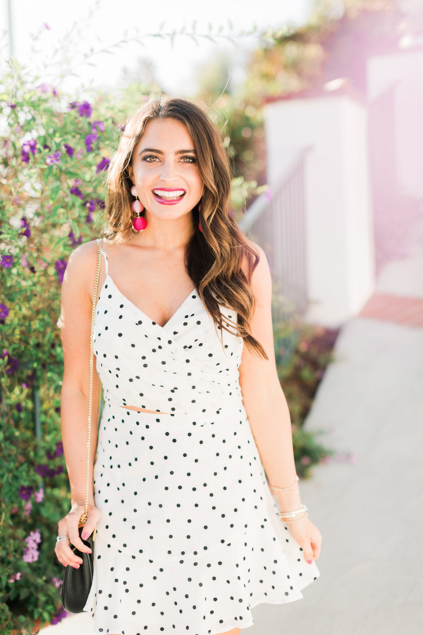 Black and white Polka dot crop top - Polka Dot Clothing styled by popular Orange County fashion blogger, Maxie Elle